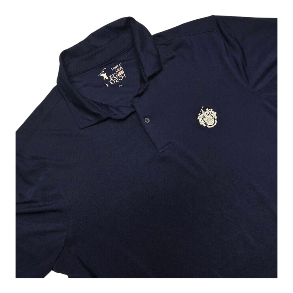 Fairway & Greene FG Tech polo shirt Size XL  Crest & Flag logo Navy Blue